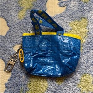 IKEA Blue Mini Tote Keychain with Yellow Accents